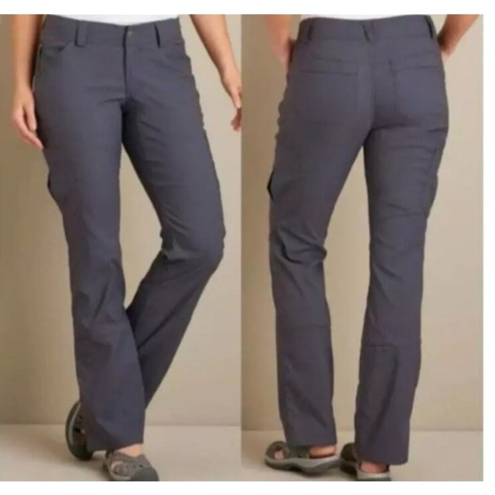 Duluth Trading Dry On The Fly Pants Womens XL Navy Blue Bootcut Cargo Stretch